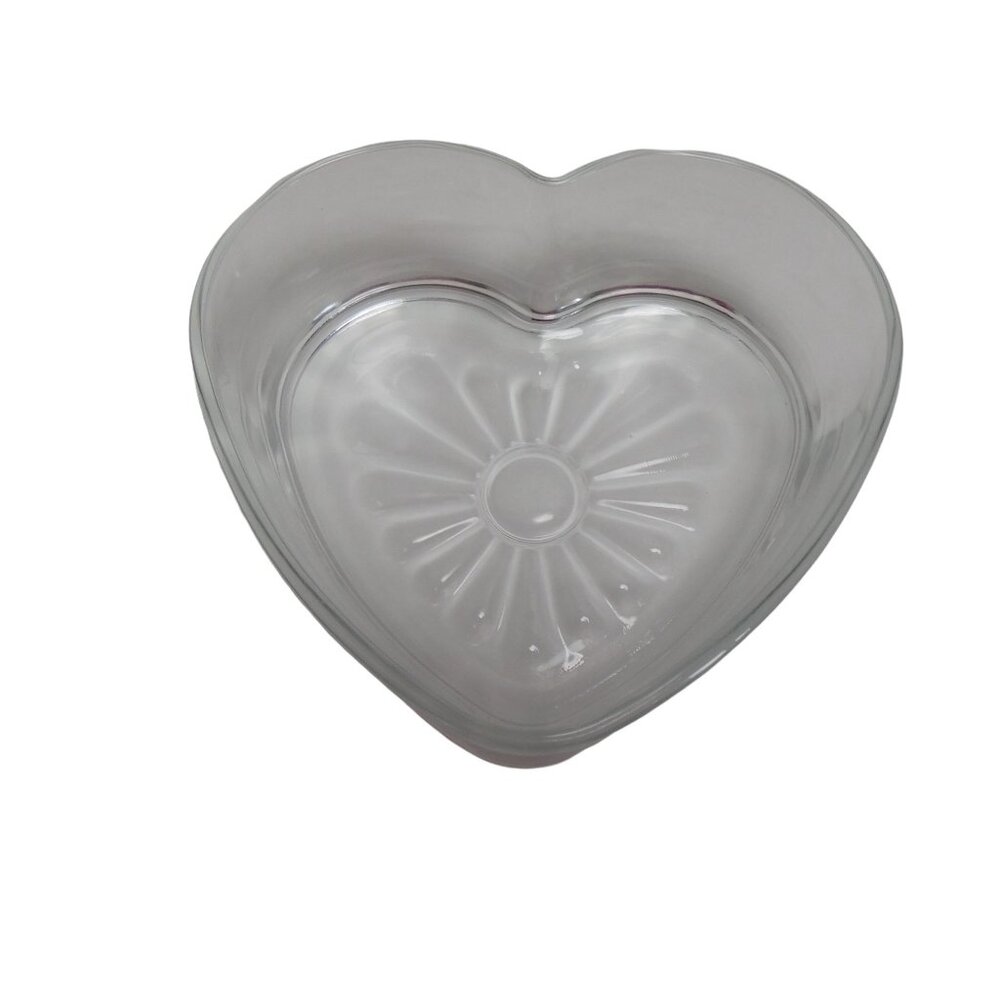 Glass Heart Shaped Bowl,Candy Dish 6"x5.5"x2.5"